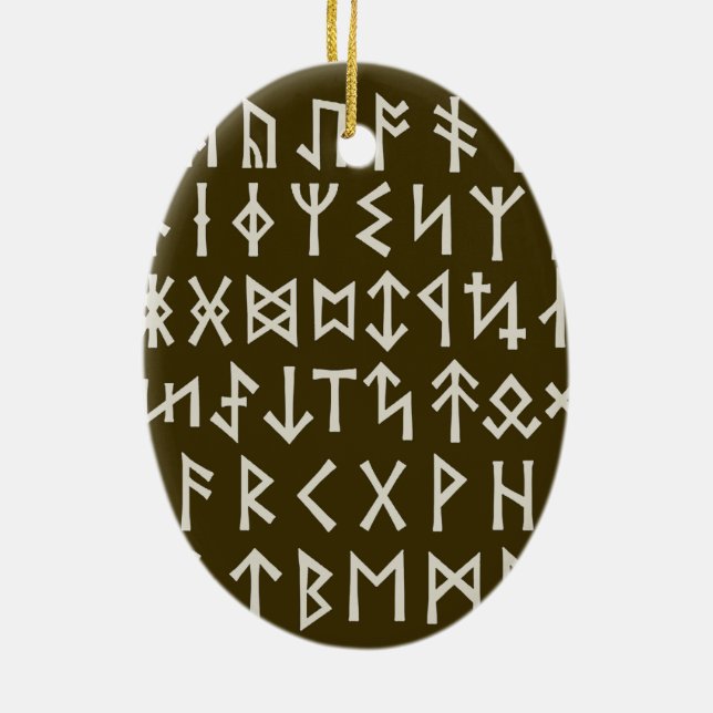 Elder Futhark Runes Ceramic Ornament (Back)