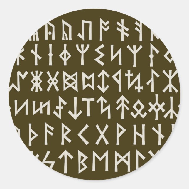 Elder Futhark Runes Classic Round Sticker (Front)