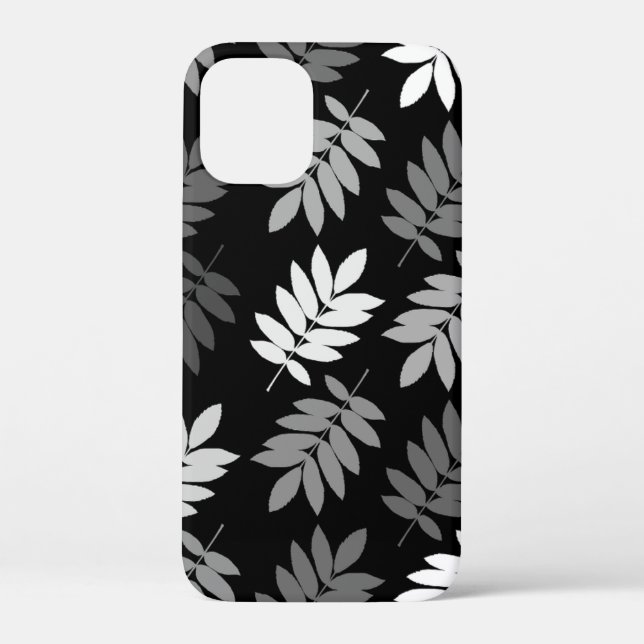 Elder Leaf Lg Pattern Black White Grey Case-Mate iPhone Case (Back)