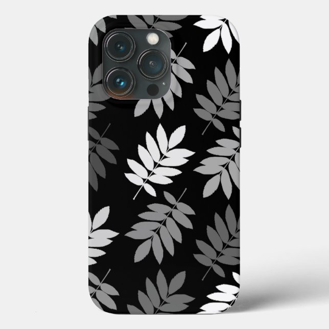 Elder Leaf Lg Pattern Black White Grey Case-Mate iPhone Case (Back)