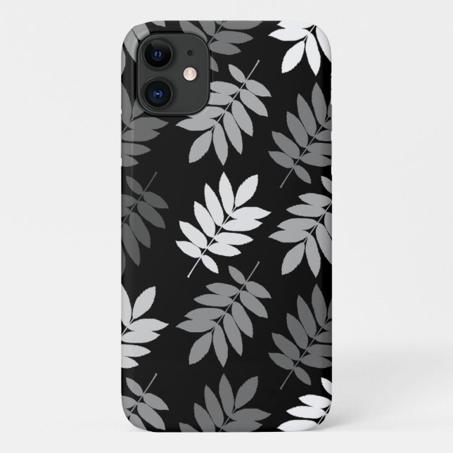 Elder Leaf Lg Pattern Black White Grey Case-Mate iPhone Case (Back)