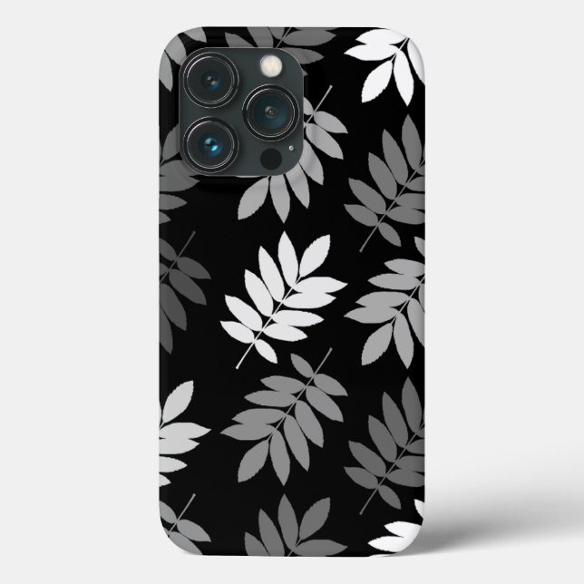 Elder Leaf Lg Pattern Black White Grey Case-Mate iPhone Case (Back)