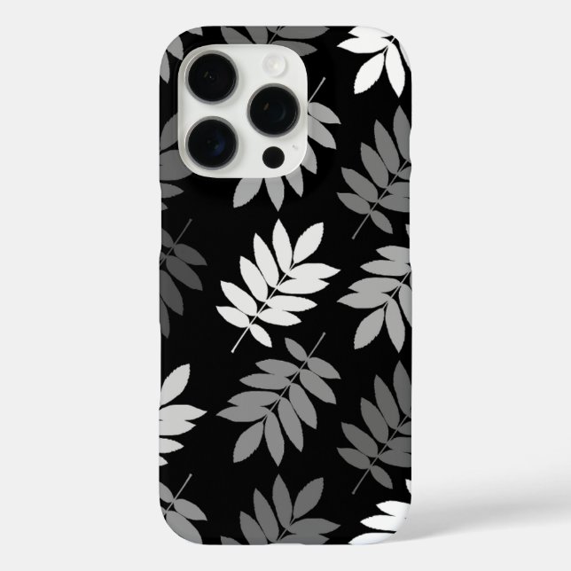 Elder Leaf Lg Pattern Black White Grey Case-Mate iPhone Case (Back)