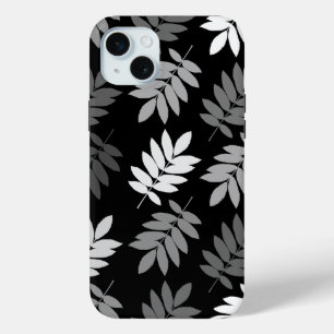 Elder Leaf Lg Pattern Black White Grey iPhone 15 Mini Case