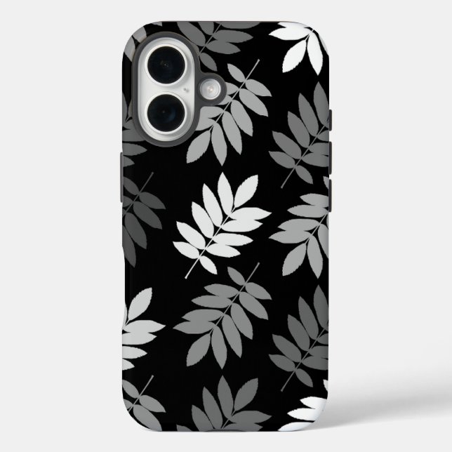 Elder Leaf Lg Pattern Black White Grey Case-Mate iPhone Case (Back)