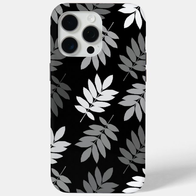 Elder Leaf Lg Pattern Black White Grey Case-Mate iPhone Case (Back)