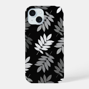 Elder Leaf Lg Pattern Black White Grey iPhone 15 Case