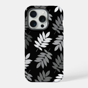 Elder Leaf Lg Pattern Black White Grey iPhone 15 Pro Case