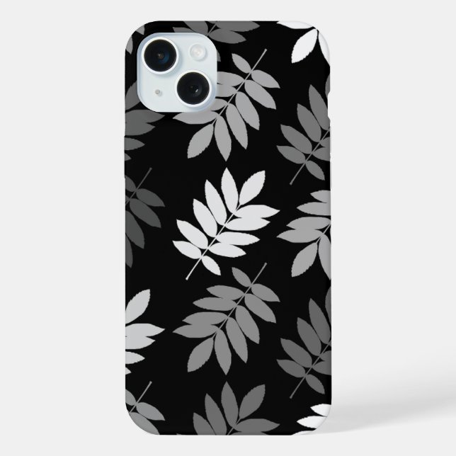 Elder Leaf Lg Pattern Black White Grey iPhone Case (Back)