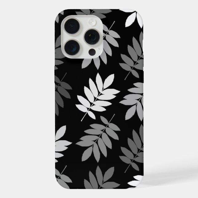 Elder Leaf Lg Pattern Black White Grey iPhone Case (Back)