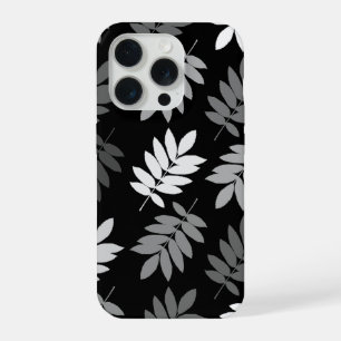 Elder Leaf Lg Pattern Black White Grey iPhone 15 Pro Case