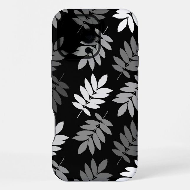 Elder Leaf Lg Pattern Black White Grey iPhone Case (Back)