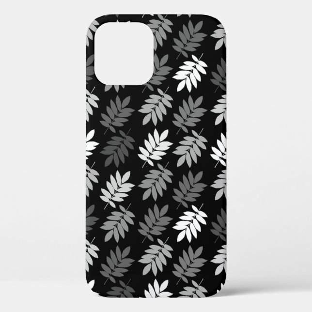 Elder Leaf Pattern Black White Grey Case-Mate iPhone Case (Back)