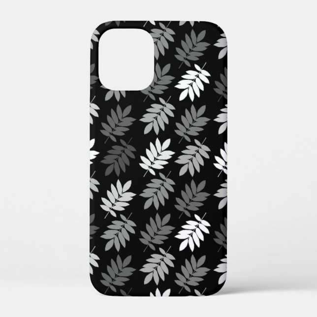Elder Leaf Pattern Black White Grey Case-Mate iPhone Case (Back)