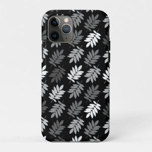 Elder Leaf Pattern Black White Grey iPhone 11 Pro Case