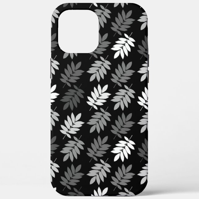 Elder Leaf Pattern Black White Grey Case-Mate iPhone Case (Back)