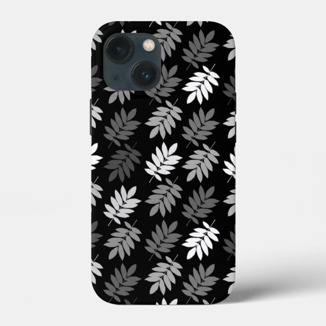 Elder Leaf Pattern Black White Grey Case-Mate iPhone Case (Back)