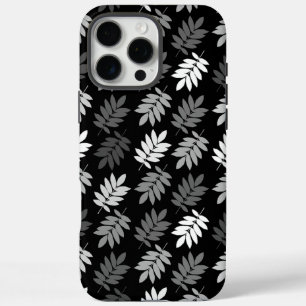 Elder Leaf Pattern Black White Grey iPhone 16 Pro Max Case