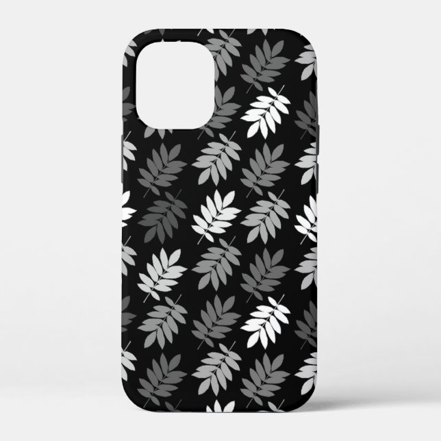 Elder Leaf Pattern Black White Grey Case-Mate iPhone Case (Back)