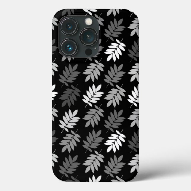 Elder Leaf Pattern Black White Grey Case-Mate iPhone Case (Back)