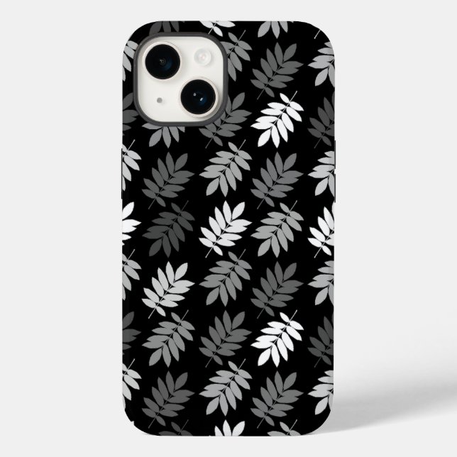 Elder Leaf Pattern Black White Grey Case-Mate iPhone Case (Back)