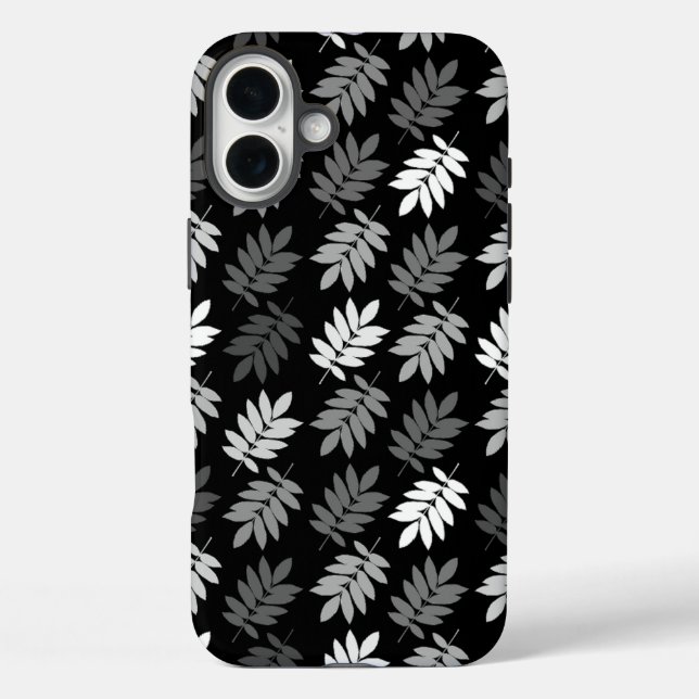 Elder Leaf Pattern Black White Grey Case-Mate iPhone Case (Back)