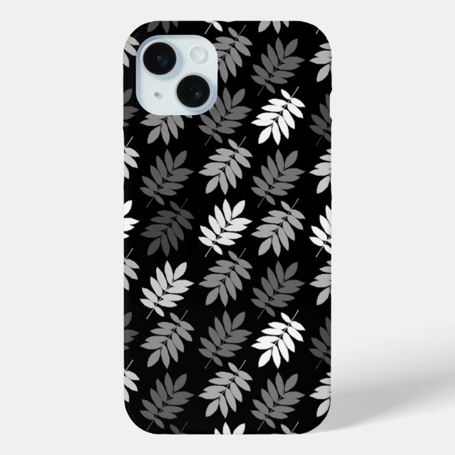 Elder Leaf Pattern Black White Grey Case-Mate iPhone Case (Back)
