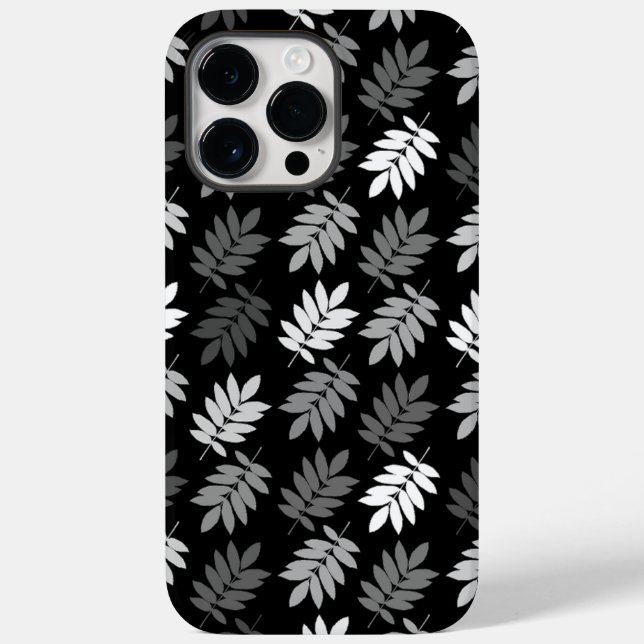 Elder Leaf Pattern Black White Grey Case-Mate iPhone Case (Back)