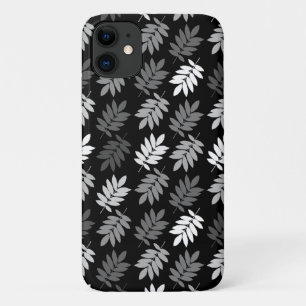 Elder Leaf Pattern Black White Grey iPhone 11 Case