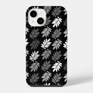 Elder Leaf Pattern Black White Grey iPhone 14 Case