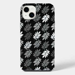 Elder Leaf Pattern Black White Grey iPhone 14 Plus Case