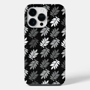 Elder Leaf Pattern Black White Grey iPhone 14 Pro Max Case