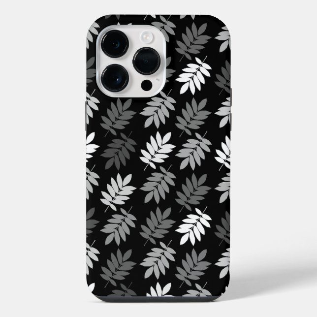 Elder Leaf Pattern Black White Grey iPhone Case (Back)