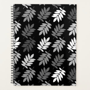Elder Leaf Pattern Black White Grey Planner
