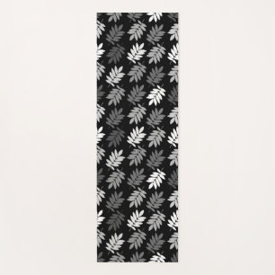 Elder Leaf Pattern Black White Grey Yoga Mat