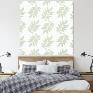 Elder Leaf Pattern Green+White Canvas Print