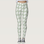Elder Leaf Pattern White on Green Leggings<br><div class="desc">Elder tree leaf silhouette in a surface pattern design with white detail on a green background.</div>