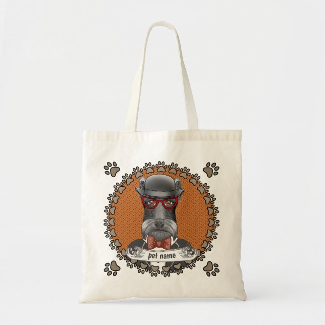 Elder Schnauzer Glasses Tote Bag (Front)