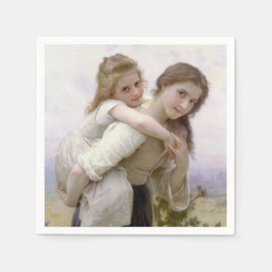 Elder Sister Giving Younger Sister Piggyback Ride Napkin