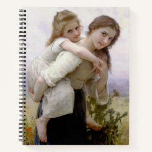 Elder Sister Giving Younger Sister Piggyback Ride Notebook
