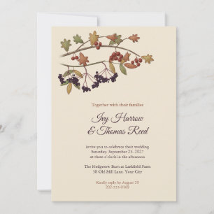 Elderberry Hawthorn Hedgerow Wedding Invitation