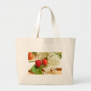 Elderflower and strawberry large tote bag