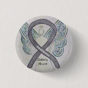 Elderly Abuse Awareness Silver Angel Ribbon Pin