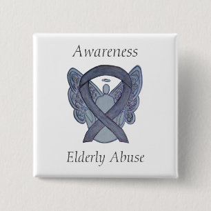 Elderly Abuse Awareness Silver Angel Ribbon Pin