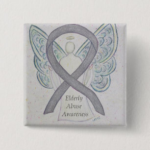 Elderly Abuse Awareness Silver Angel Ribbon Pin