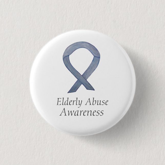 Elderly Abuse Awareness Silver Ribbon Custom Pin (Front)