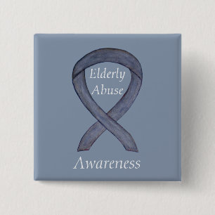 Elderly Abuse Awareness Silver Ribbon Custom Pin