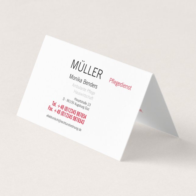 Elderly Care Home Care Business Cards (Front)