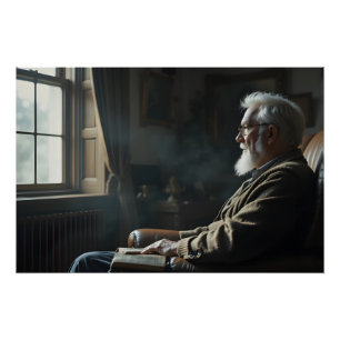 Elderly Contemplative Solitude Poster