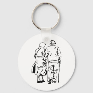 Elderly Couple Key Ring